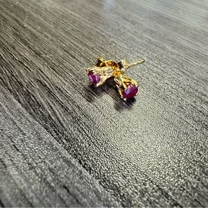 3 sets of 14k gold 9.25 sterling silver. Real gemstones- Ruby, sapphire, emerald